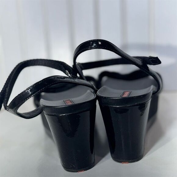 Prada Sport Black Wedge Sandals 40.5 Strappy Platform Hook & Loop Designer Shoes - Picture 6 of 11